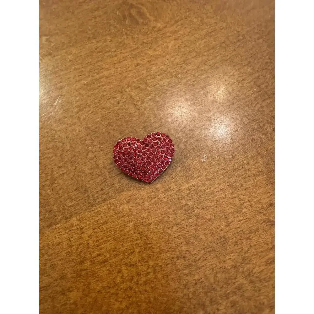 Red Heart-Shaped Rhinestone Pin Brooch
